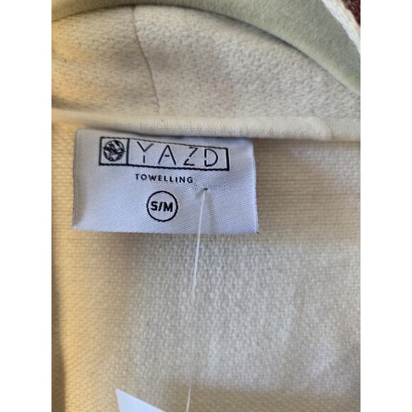 YAZD Tie Robe Size S/M Cream Rainbow Toweling Lounging Luxury Mid Length Soft - Picture 4 of 8